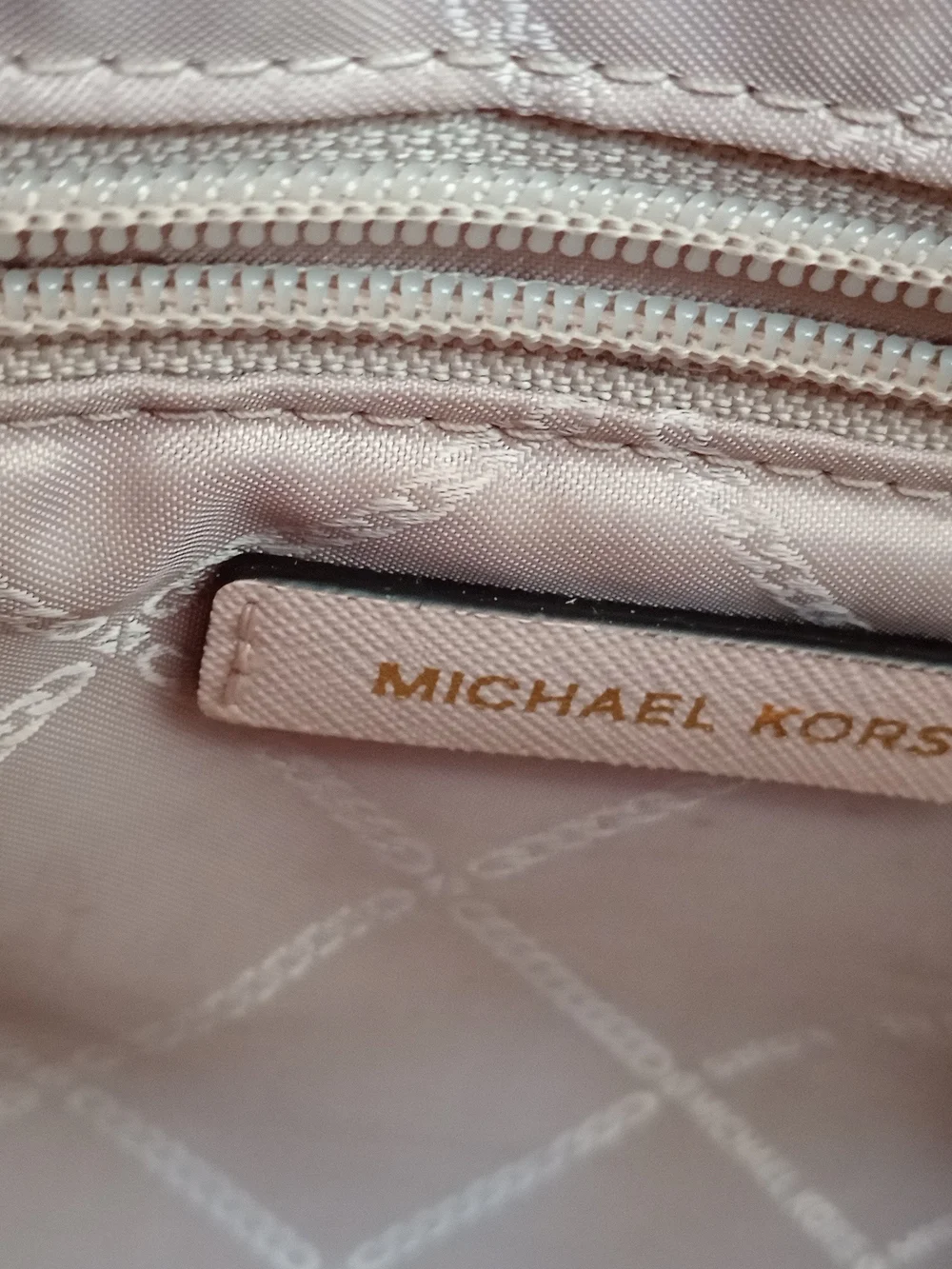 Michael Kors Cream Leather Tote with Gold Logo Charm